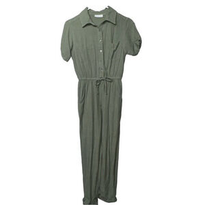 🔥Sage / Eucalyptus Green Sincerely Jules Linen Straight Leg Jumpsuit